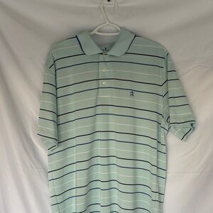 Brooks Brothers Polo Shirt - Light Green with Navy Stripes